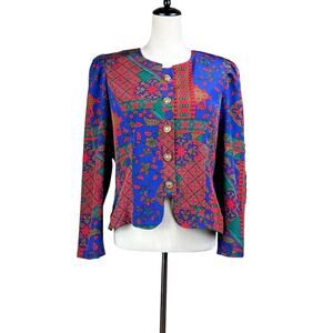 Vintage Lady Carol Multicolor 2 Piece Maxi Skirt and Button Up Jacket Set